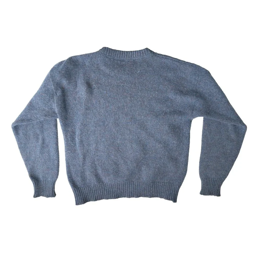 Vintage Castle Square Blue Heather Crewneck Sweater Made USA M/L Pullover